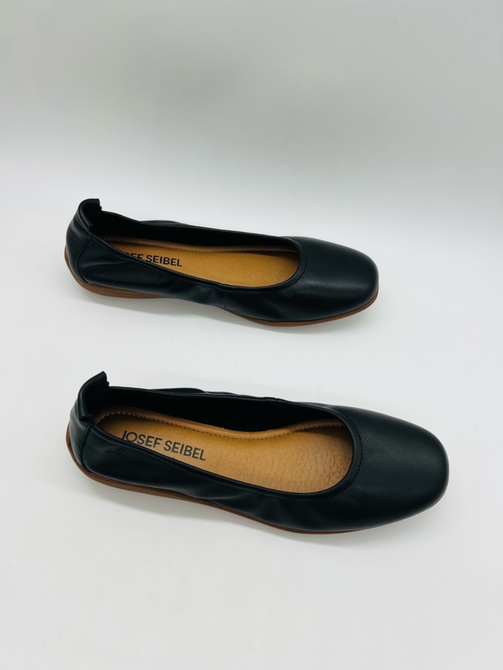 Josef Seibel Black Leather Slip-On Fenja Ballet Flats Size 6.6 - Picture 5 of 12